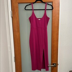 Privacy Please Pink Sheath Midi Dress with Slit